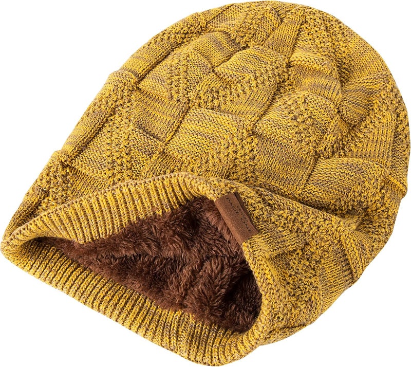 PAGE ONE Mens Winter Slouchy Beanie Warm Fleece Lined Skull Cap Baggy Cable Knit Hat - Image 4